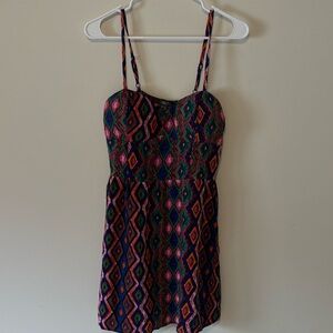 Lily Rose Multicolor Diamond Print Dress in Purple, Green & Blue